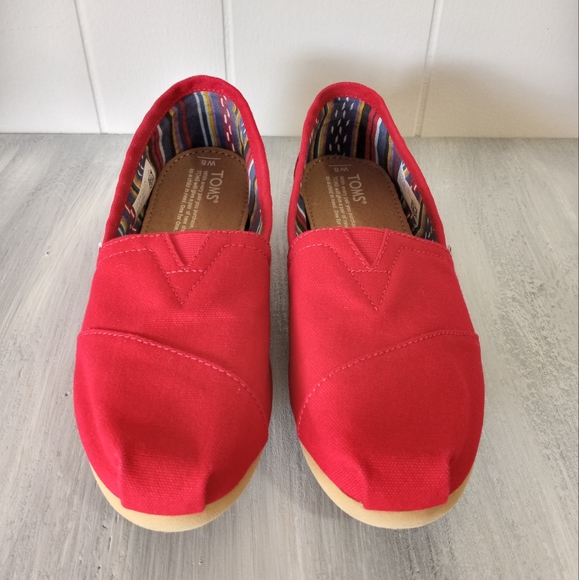 TOMS Classic Red Canvas Alpargaras Women's Size 8 - Picture 7 of 14